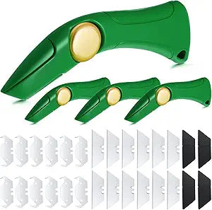 WILLBOND 4 Pcs Navajas Para Roofing Fixed Blade Roofing Knife, Heavy Duty Utility Knife for Drywall, Vinyl, Carpet Cutting, Metal Roofings Tools with Replacement Hook Blades