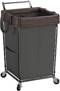 Mefirt 160L Laundry Hamper with Wheels and Handle, 2 Section Laundry Hamper with Wheels, Large Rolling Laundry Basket, Dirty Clothes Hamper Cart on Wheels for Laundry, Bedroom, Bathroom and Dorm