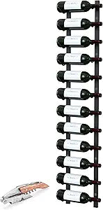 Y-Furniture The Rack Co. Wall Series - Wall Mounted Wine Rack, Wine Storage (Satin Black Finish) (Steel, 12 Bottles)