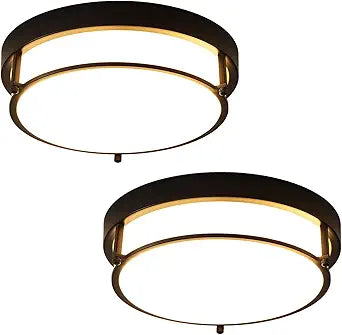 2 Pack Black Flush Mount Ceiling Light, 12 inch 2-Light Modern Light Fixtures Ceiling Mount for Kitchen Living Room Bedroom Hallway Enteryway, E26 Socket