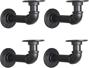 Industrial L Pipe Shelf Brackets for 7-14 in Depth Wood,6.7In 4 Pack