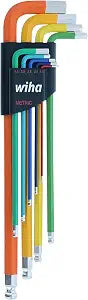 Wiha 66980 L-Key Set, 9 Piece Metric Hex Color Coded Ball End