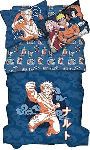 Naruto Anime Kids Bedding Super Soft Cozy 2 Piece Microfiber Reversible Comforter & Pillowcase Set, Twin/Full (Officially Licensed Product) By Franco