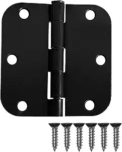 Ilyapa 48 Pack Matt Black Interior Door Hinges, 3.5 x 3.5 Inch Matte Hinges for Doors with 5/8 Inch Radius Corners, Black Interior Hardware