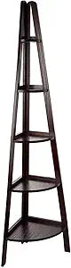 Casual Home 100% Solid Wood 5-Shelf Ladder Bookcase, Corner, 72"H, Espresso