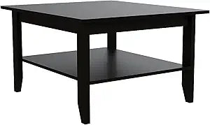 Tuhome Essential Coffee Table with One Shelf and Four Legs, Two-Tiered Design, Modern Style for Living Room or Lounge Area
