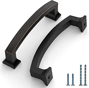 10 Pack 4'' (102mm) Kitchen Bronze Cabinet Handles Oil Rubbed Bronze Cabinet Pulls Drawer Hardware for Cupboard Bathroom Solid Dresser Handles CK0010