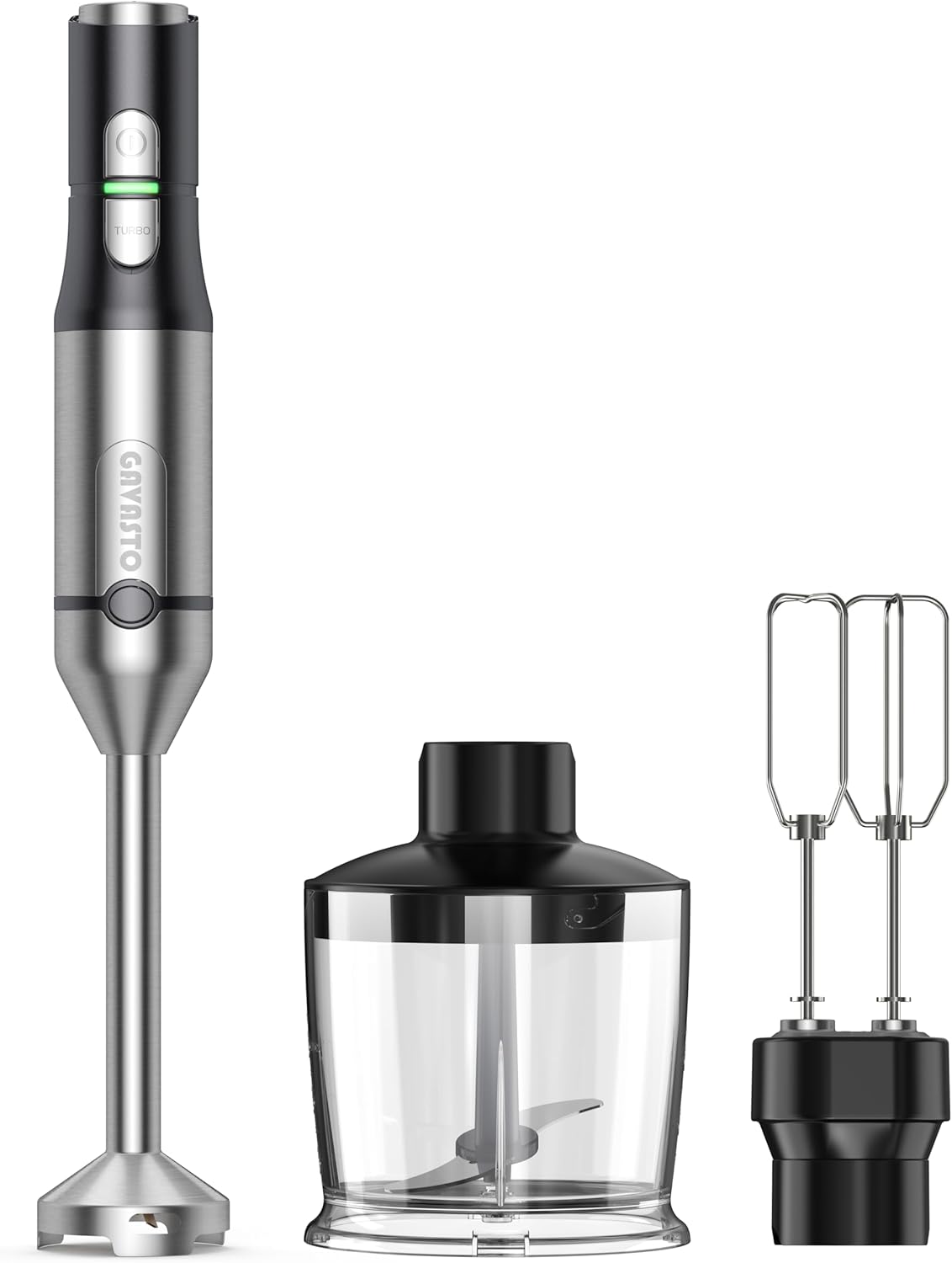 Gavasto Immersion Blender RPM 16000Â±10% Hand Blender,15 Speed and Turbo Mode Hand Mixer, 3-in-1 Heavy Duty Copper Motor Stainless Steel Smart Stick with Egg Beaters and Chopper