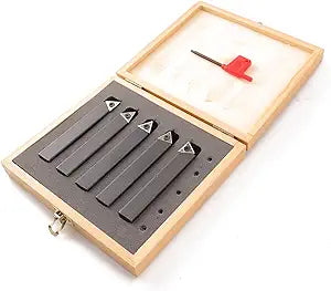 5PCS Indexable Carbide Turning Tools Set 5/8" AL/AR/BL/BR/E Style for Turning, Facing, Boring, Chamfering - Fits Most Mini Lathes and Bench Top Machines