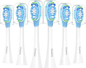 Replacement Toothbrush Heads for Philips Sonicare C3 C2 G3 A3 W2 W3, 6 Pack Soft Silicone Brush Heads for HX9054 4100 5100 6100 7500, Compatible with Snap-On Handles, Anti-Collision Design
