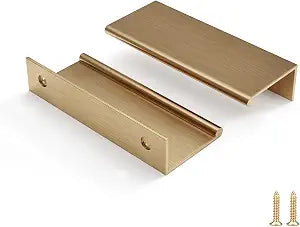Rergy Drawer Handles Champagne Bronze Cabinet Pulls 3 inch 10 Pack, Finger Pulls for Cabinet Edge Pulls, Aluminum Alloy Hardware with Smooth Edge for Dresser Drawer Handles, Screws Included