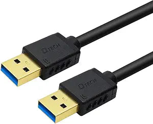 DTECH USB Type A 3.0 Cable 6 ft Male to Male High Speed Data Cord in Black