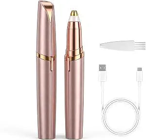 Electric Eyebrow Trimmer for Women, Rechargeable Eyebrow Razors (Rose Gold)