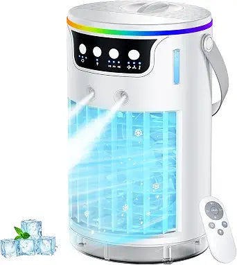 Portable Air Conditioners, Personal Evaporative Air Cooler 1200ML with Ice Cooling Mist Fans That Blow Cold Air Like AC Mini AC Unit for Bedroom, Home Office Desk and Car RV (Ivory White)