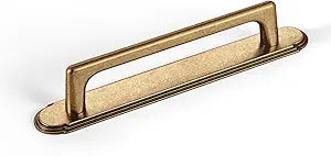 Goo-Ki Antique Brass Cabinet Pulls with Backplate,Zinc Alloy Cabinet Handle with 5''(128MM) Hole Centers 2 Pack