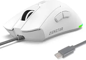 HXMJ Wired USB C Gaming Mice,7200DPI,Ergonomic Mouse with RGB Backlit for Apple MacBook,Computer or Laptops with Type C Port-White