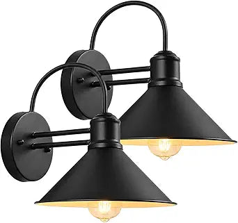Vintage Outdoor Gooseneck Barn Light Black Anti-Rust Waterproof Wall Lights 13 inch Iron Farmhouse Wall Sconce Retro Wall Sconce Porch Wall Light Fixtures Exterior Wall Lighting Fixture