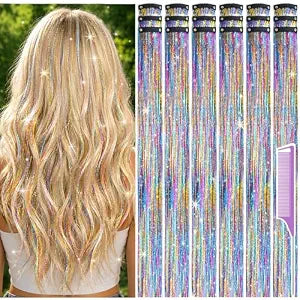 Hair Tinsel Clip in Pack of 18 Pcs Whimsical Rainbow Hair Accessories
