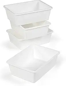 Humble Crew Toy Storage Bins for Kids, Set of 4, White, Large - Sturdy, Colorful Plastic Storage Bins for Classroom, Playroom, Nursery, and More - Premium Toddlers Toy Organizer Bins