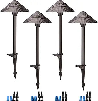 LEONLITE 5CCT LED Low Voltage Landscape Lights, 3W Cast-Aluminum 12-24V Pathway Lights, 1800K-5000K IP65 Path Lights, ETL Listed Landscape Lighting Wired for Yard Lawn, Oil Rubbed Bronze, Pack of 4