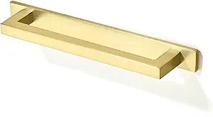 TUNNY 10 Pack Square Solid Cabinet Handles-5"/128mm Screw Spacing Brushed Gold Furniture Hardware Handles for Kitchen Cabinets Bedroom Dresser Wardrobe Cabinet Pulls