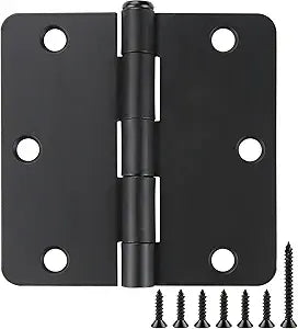 JIW Matte Black Door Hinges 3.5 inch 1/4" 30 Pack