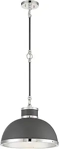 Savoy House 7-8882-1-175 Corning Pendant, 1-Light 60 Watts, Gray w/Polished Nickel Accents