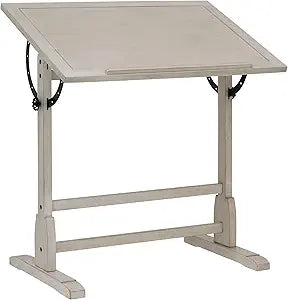 Studio Designs Vintage Drawing/Drafting Table with Pencil Ledge - 36" W x 24" D - Coastal Whitewash - Adjustable Tilting Top