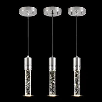 Brushed Nickel Pendant Lights Kitchen Island, Crystal Bubble Pendant Lights, Adjustable Modern Pendant Light Fixtures for Dining Living Room Bedroom 3 Pack