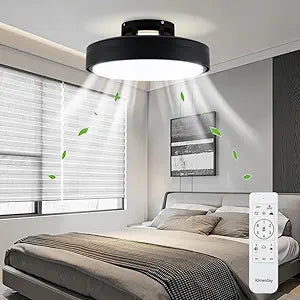 Modern Bladeless Ceiling Fans with Lights and Remote, Reversible, DC Motor 6 Speeds, Stepless dimming and CCT 3000K-6000K LED Lights for Bedroom Kids Room (A07-Black, 20.08IN)