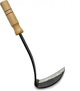 Kings County Tools Japanese Made Weeding Sickle Tool | Nejiri Kama | Razor Sharp 4" Drop Forged Steel Blade | Designed for Strength, Durability, and Quick Weed Removal | 7" Overall Length