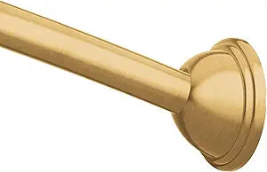 Moen Brushed Gold 54 to 72-Inch Adjustable Single Curved Shower Rod, Wall Mounted Permanent Curtain Bar for Bathroom, CSR2160BG