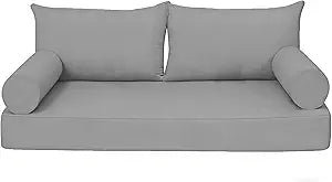 Oslimea Patio Twin Daybed Waterproof & Fade-Resistant Cover for Outdoor Wooden Hammock Mattress Cover + 2 Back Bolster Cushion Slipcovers (5-Piece Set), Grey, Cover Only