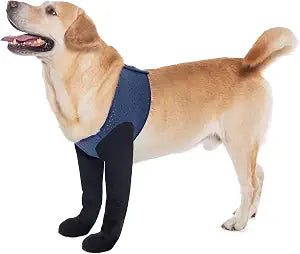 COODEO Dog Socks & Paw Protectors - Front Paws Only, Non-Slip Waterproof Dog Boots to Prevent Paw Licking, Protect Wounds & Aids Post-Surgery Recovery (Blue, XL)