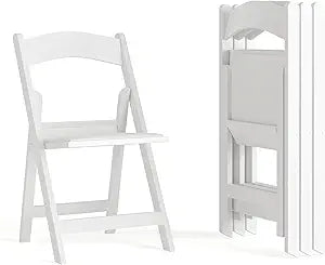 Flash Furniture Hercules Series Folding Chair - White Resin - Set of 4 800LB Weight Capacity Comfortable Event Chair - Light Weight Folding Chair