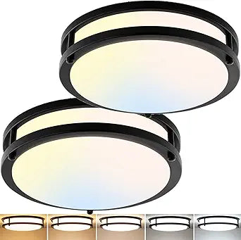 2-Pack 10Inch 30W LED Flush Mount Ceiling Light Fixtures Black, Ultra Bright 3200LM Dimmable Ceiling Lights, 5CCT 2700K 3000K 4000K 5000K 6500K, Ceiling Lamps for Kitchen Hallway Bedroom Bathroom