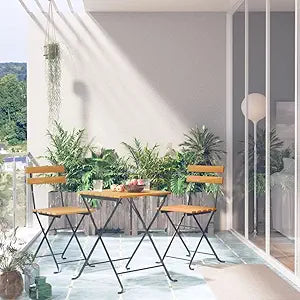 3 Piece Folding Bistro Set Solid Acacia Wood,Outdoor Patio furnature,Outdoor Furniture,Patio Set,Balcony Furniture,for Patio,Garden,Poolside,Backyard
