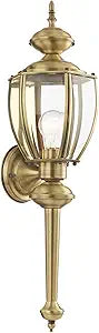 Livex Lighting 2112-01 Basics 1 Light AB Outdoor Wall Lantern, Antique Brass, 7"W x 25.25"H