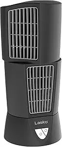 Lasko Oscillating Platinum Desktop Wind Tower Fan, 3-Speeds, Compact, Portable with Handle for Office, Bedroom and Kitchen, 14", Black, 4916