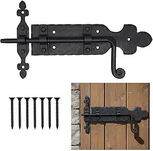 Mystic Colonial Iron Gate Latch Black Flip Latches, Heavy Duty Cast Iron Drop Latch, for Old Farm Barn Shed Cabinet Shutter Antique Privacy Door Hardware Replacement (273)
