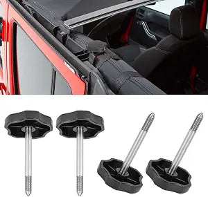 MFC 4 PCS Soft Top Door Surround Knobs Kits Window Frame Knobs Screws with Pin Compatible with for 1997-2018 Jeep Wrangler TJ/JK