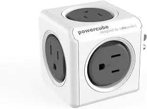 Allocacoc PowerCube Original 5 outlets, Surge Protector Wall Plug Charger Outlet Multiplier, Compact for Travel Home Office Dorm workspace 1875W 125V 15A ETL(Grey)