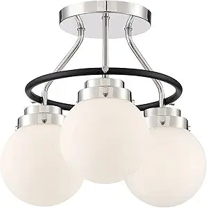 DESIGNERS FOUNTAIN Elle 3-Light Semi Flush Mount Ceiling Light, Polished Nickel, D232M-SF-PN