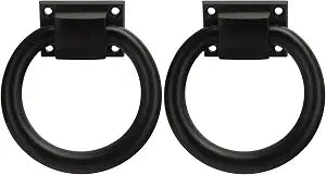 Round Metal Sliding Barn Door Knob and Pull 3.9In Matte Black Ring Garage Door Handle Decorative Gate Door Handle Exterior for Fence Farmhouse Gardendoor Mantle Shutters Ring-2Pack