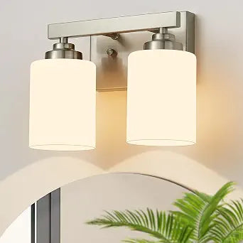 Bathroom Light Fixtures, Vanity Light Over Mirror Nickel 2-Light Fixture