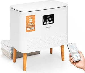 SereneLife WiFi-enabled Towel Warmer Bucket, 20L Large Capacity heater bucket for Towels Blanket and robes, Single-Touch Control, rectangular & Energy-Efficient Design, Auto Shut-Off, White