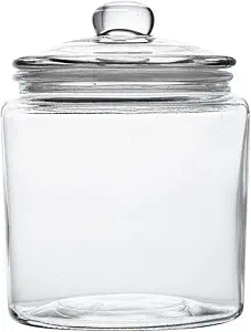 Restaurantware Glass Food Storage Containers - 1 Piece 0.23 Gallon Airtight Glass Jars - Apothecary Canisters With Ergonomic Grip - Clear Glass Jars For Pantry Or Bathroom Storage