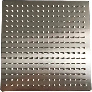 BESy 12 Inch Rain Shower Head, 12" Square Rainfall & High Pressure Stainless Steel Bath Shower Head, 1/16" Ultra Thin, Waterfall Full Body Coverage with Silicone Nozzle, Non Fingerprint Brushed Finish