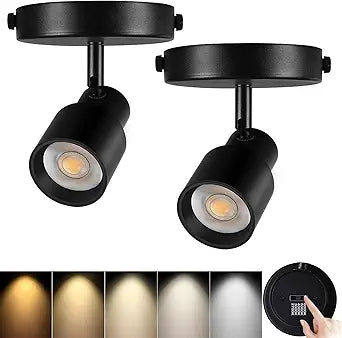 2-Pack Flush Mount LED Ceiling Spotlight Indoor, 10W Dimmable Adjustable Directional Spot Lights, 5-Color 2700K-6000K, CRI90 Flicker-Free Indoor Bright Accent Fixture for Kitchen Bedroom Black