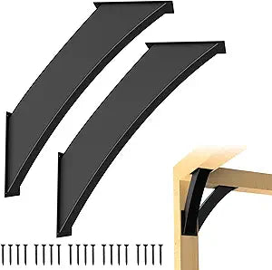 2Pcs 4"4" (Actual: 3.2"3.2") Arc 45 Degree Angle Support Brackets, Heavy Duty Steel Post Bracket Pergola Hardware for Wooden Structures Support, Wood Beam Corner Connector for Gazebo Pagola Porch